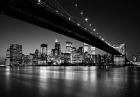 Fototapete - Manhattan Skyline - Schwarz - Wei� - Brooklyn Bridge
