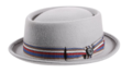 PORKPIE WOLLE STRIPED HELLGRAU