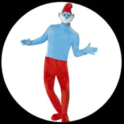 Papa Schlumpf Kost�m Deluxe - mit Maske - Klicken f�r gr�ssere Ansicht