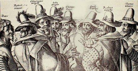 Guy Fawkes ist der 3. von rechts...