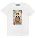 Neko Ramen Ukiyo-E T-Shirt - Japanese Graphic T-Shirt white