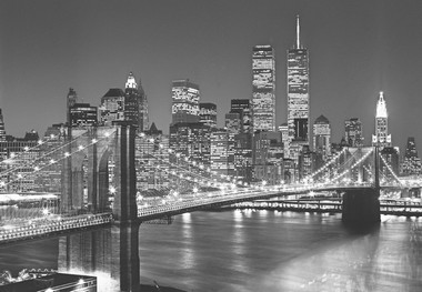 Fototapete - New York - Schwarz - Weiss - Brooklyn Bridge - Klicken f�r gr�ssere Ansicht